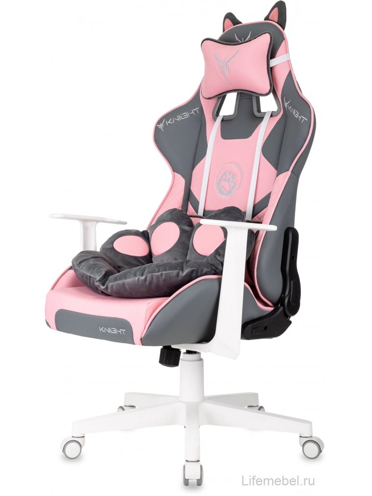 Компьютерное кресло Catzy экокожа серый / розовый