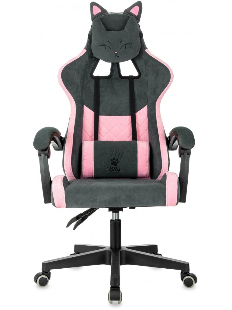 Компьютерное кресло Kitty ткань серый / розовый