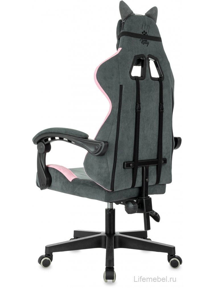 Компьютерное кресло Kitty ткань серый / розовый