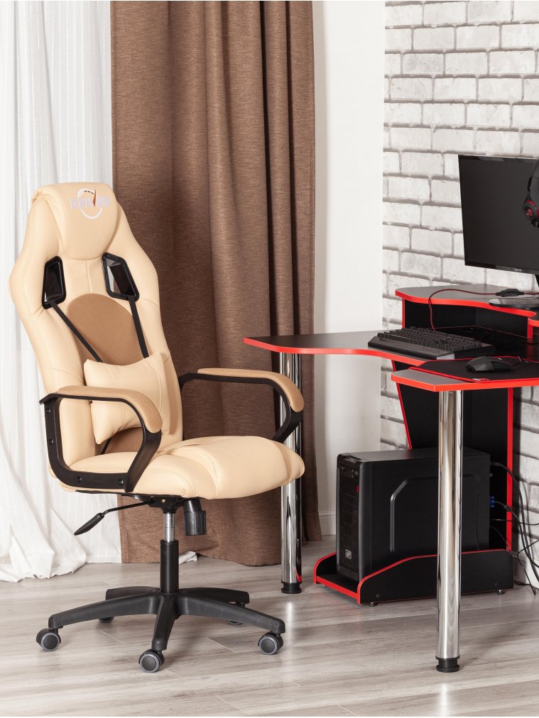 Компьютерное кресло Driver/Драйвер кожзам бежевый / бронза