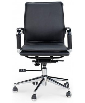 Офисное кресло Харман LB black хром / черная экокожа
