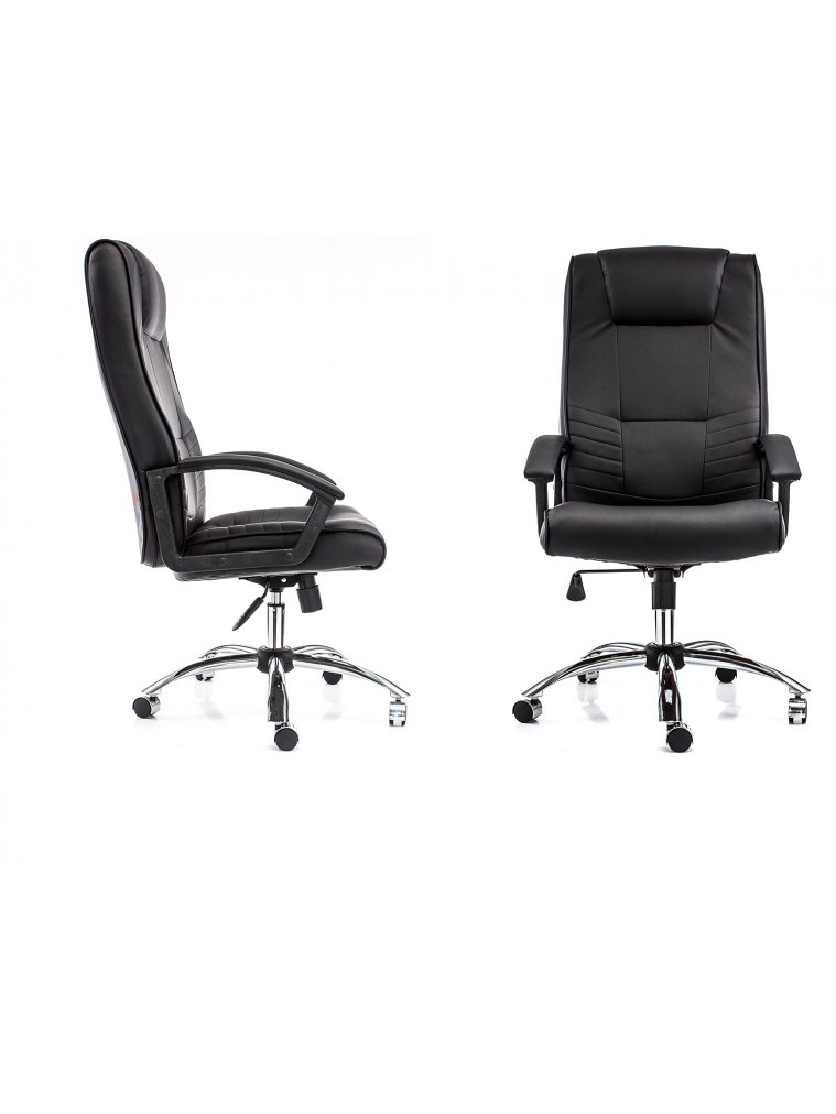 Компьютерное кресло «Максима» (Maxima) хром, черное из экокожи