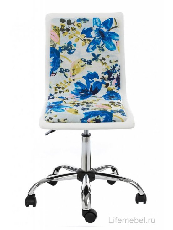 Компьютерное кресло Mis white / flowers fabric