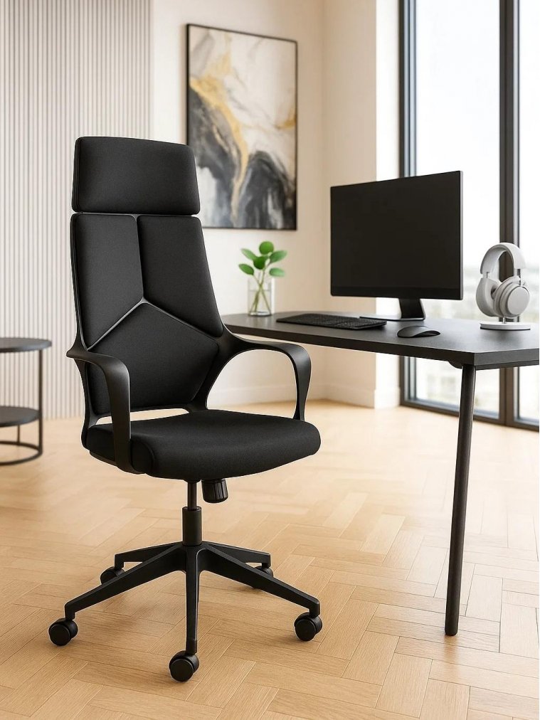 Компьютерное кресло IQ CX0898H-1-54 full black черный пластик / черная ткань