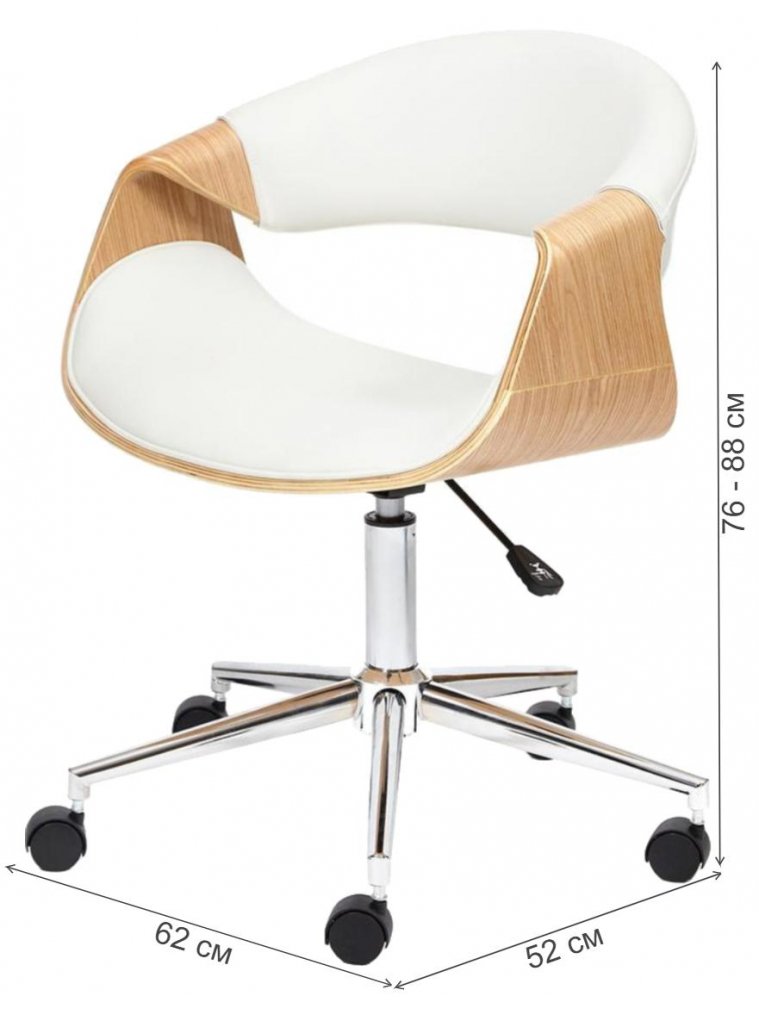 Компьютерное кресло Bend/Бэнд мод.9035 экокожа / белый / натуральный / хром