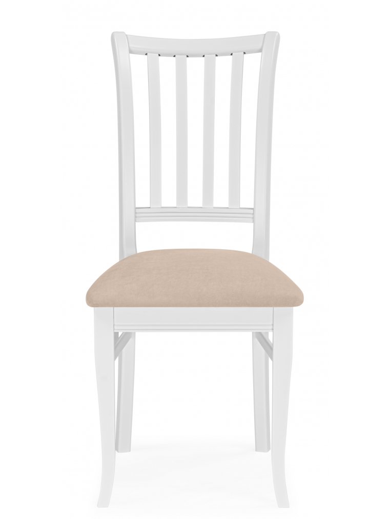 Деревянный стул Фрезино с проножкой бежевый велюр / белый