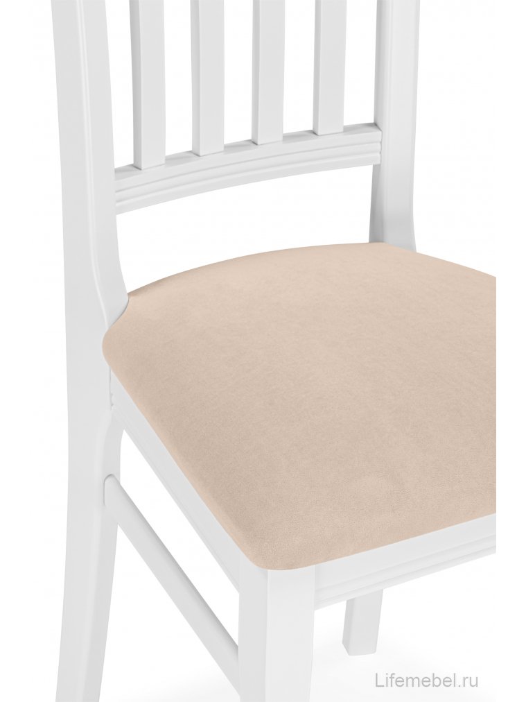 Деревянный стул Фрезино с проножкой бежевый велюр / белый