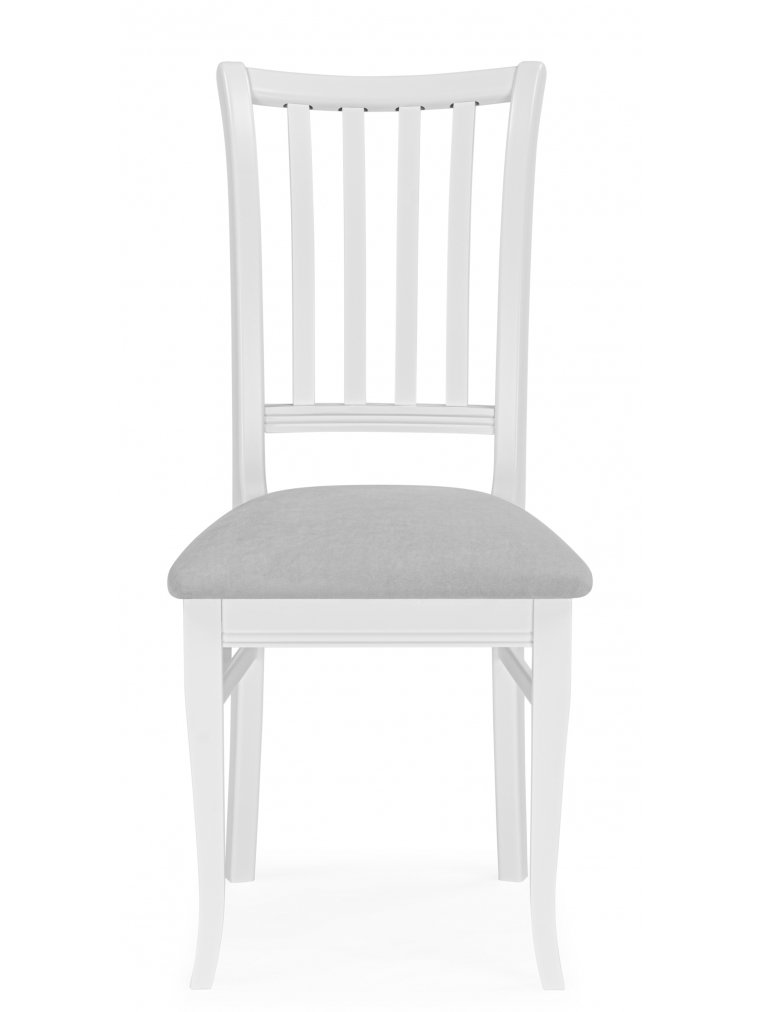 Деревянный стул Фрезино с проножкой серый велюр / белый