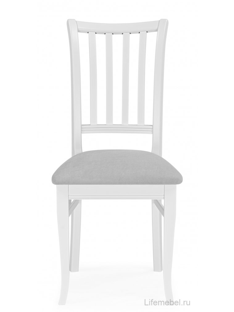 Деревянный стул Фрезино с проножкой серый велюр / белый