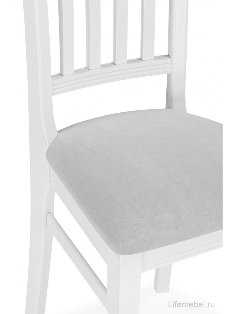 Деревянный стул Фрезино с проножкой серый велюр / белый