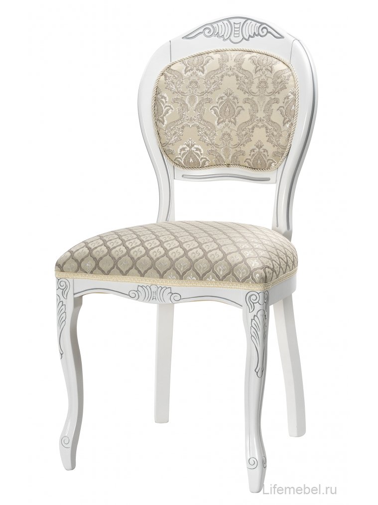 Деревянный стул Лауро патина серебро / бежевый