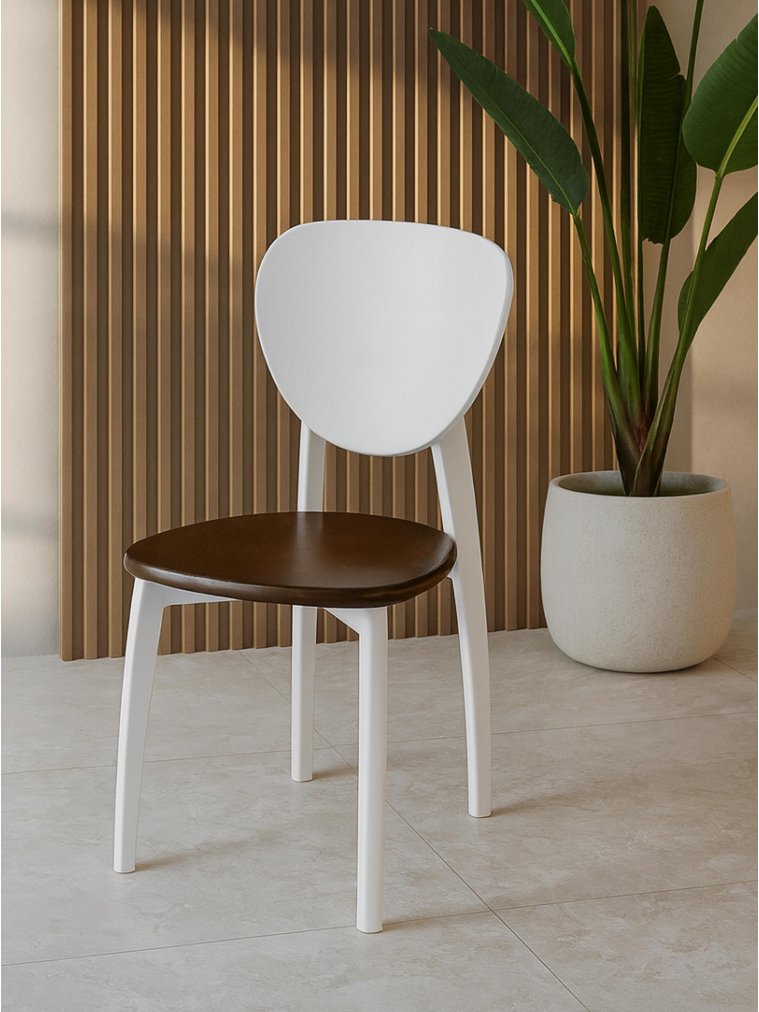 Деревянный стул Окава белый / миланский орех