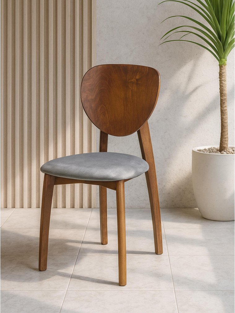 Деревянный стул Окава ткань tenerife stone / миланский орех