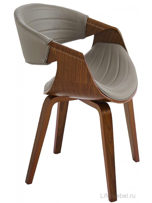 Деревянный стул JY1829-7s серый pu047 / орех