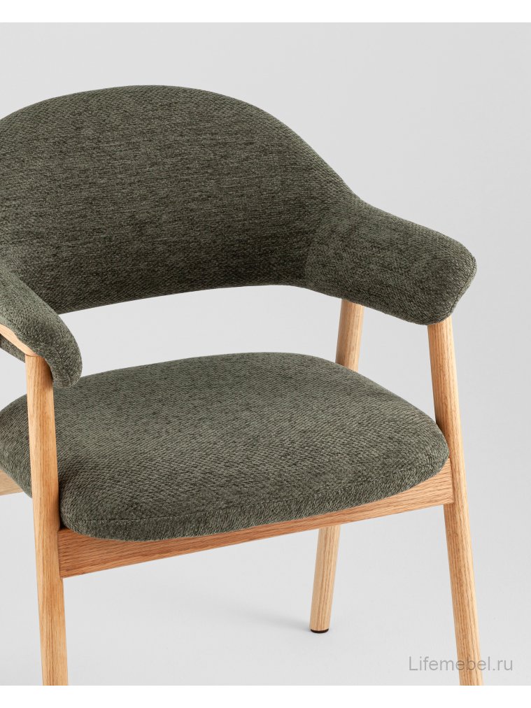 Деревянный стул Сави шенилл зеленый