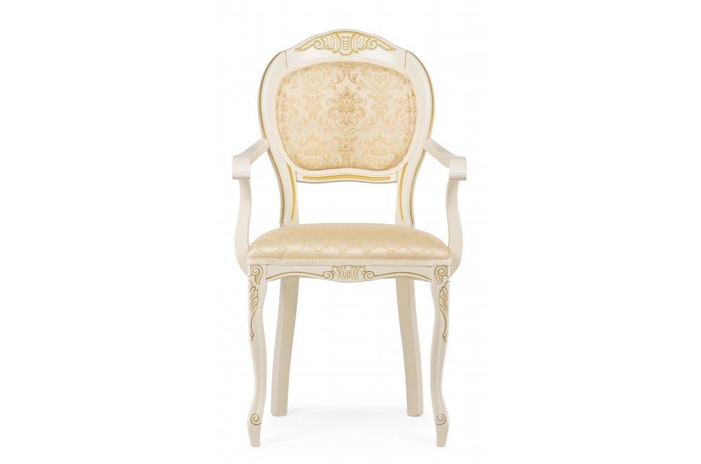 Кресло Лауро патина золото / бежевый тесьма 11