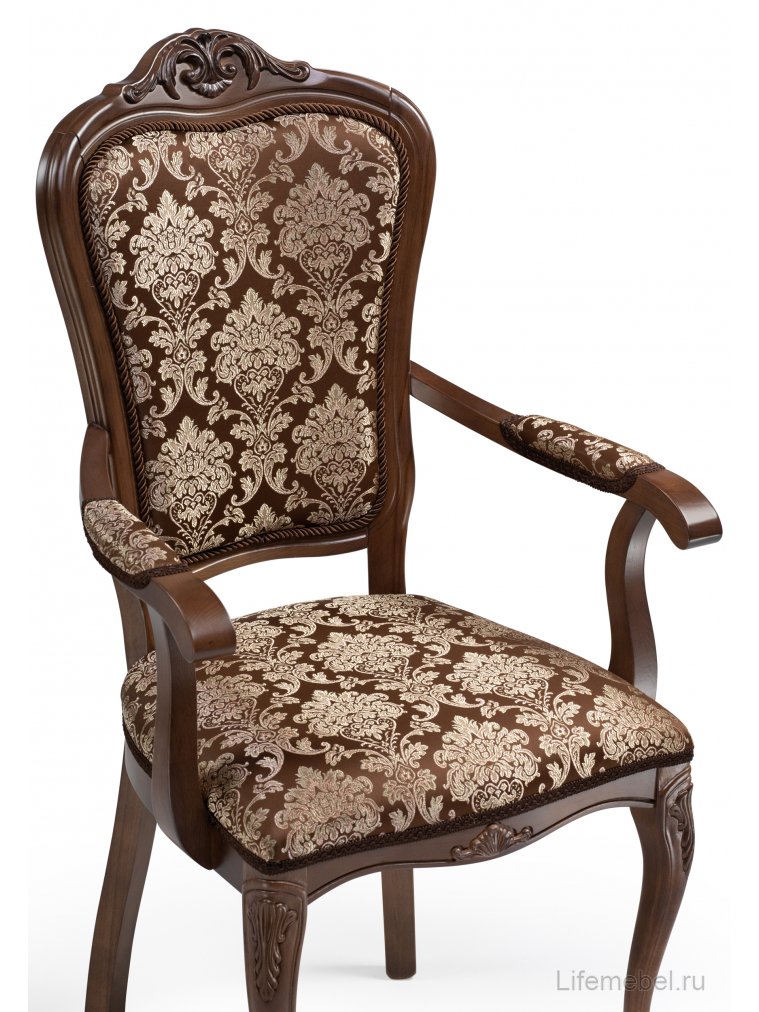 Кресло Руджеро с мягкими подлокотниками орех / шоколад