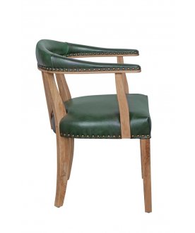 Мягкий стул с подлокотниками Tanner Green Leather