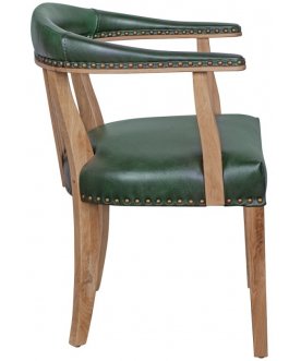 Мягкий стул с подлокотниками Tanner Green Leather