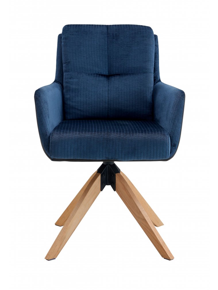 Стул деревянный крутящийся GUSTAV синий / бук