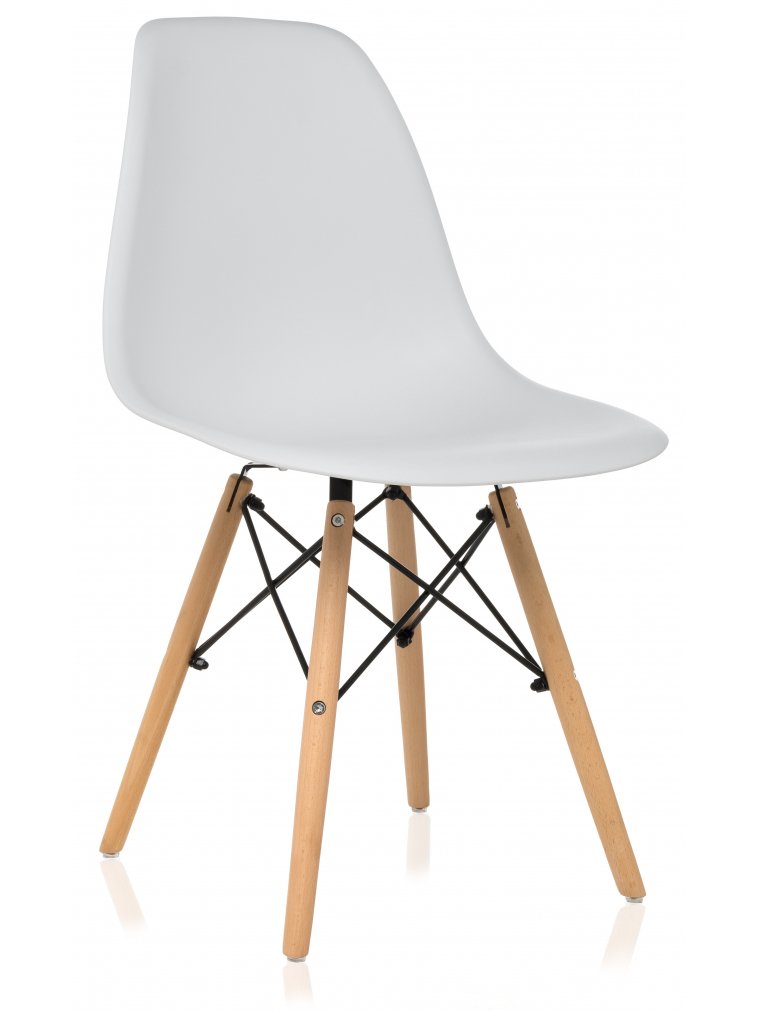 Стул Eames PC-015 WL white / wooden legs