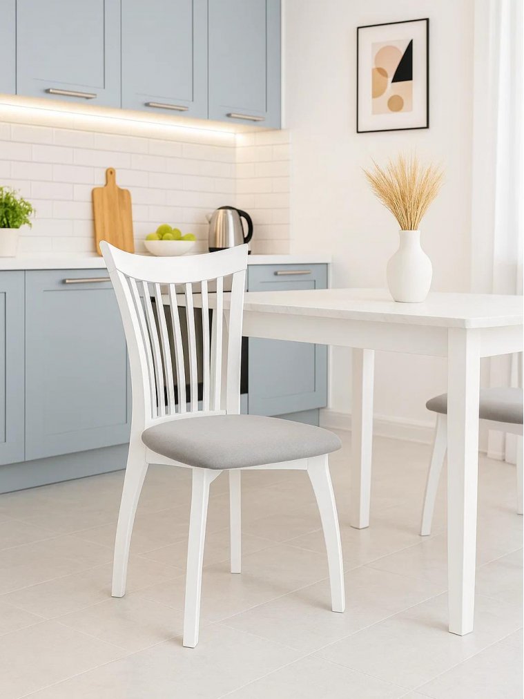 Деревянный стул Лидиос серый велюр / белый