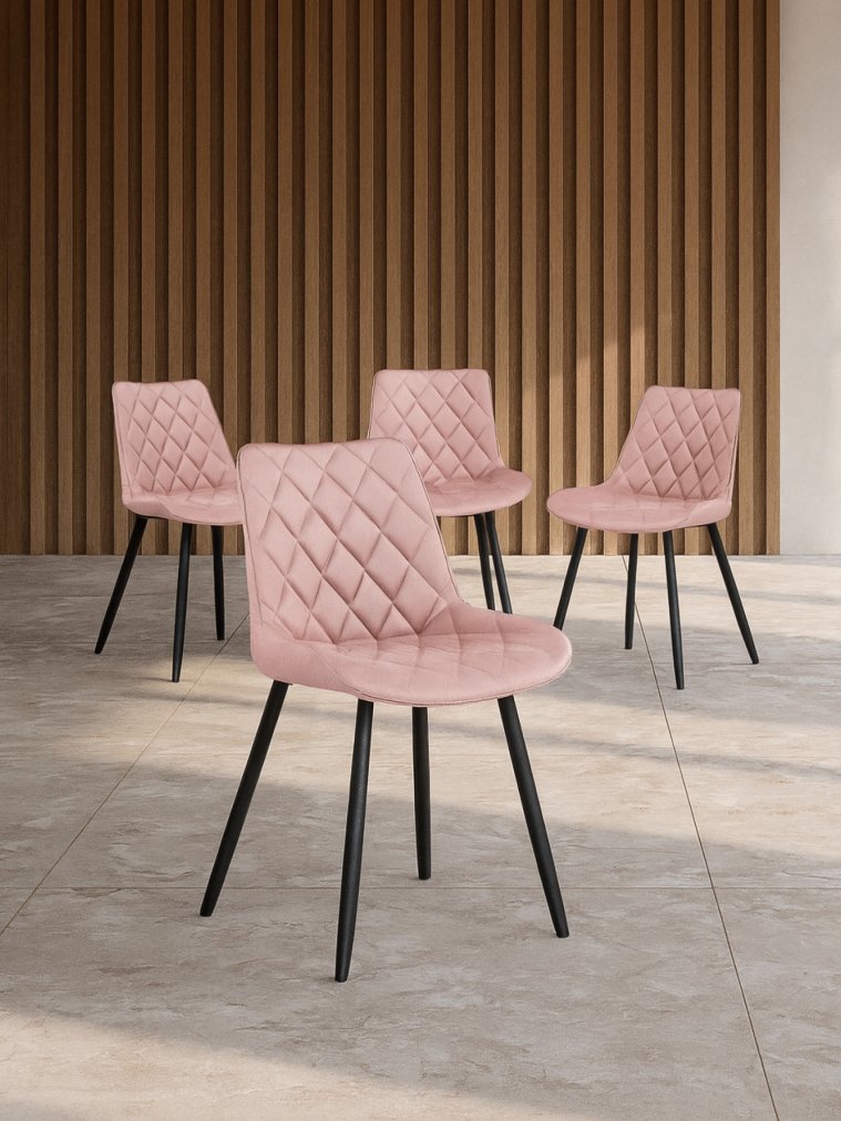 Комплект из "МР Стул Баодин К б/к розовый (velutto 37) / черный каркас , 4 шт"