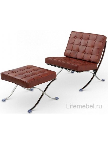 Кресло Barcelona chair коньячное