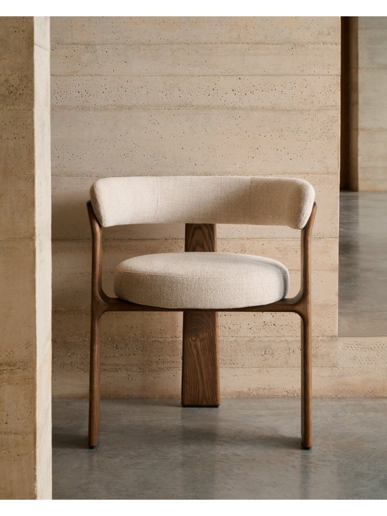 Кресло Granite бежевое / орех