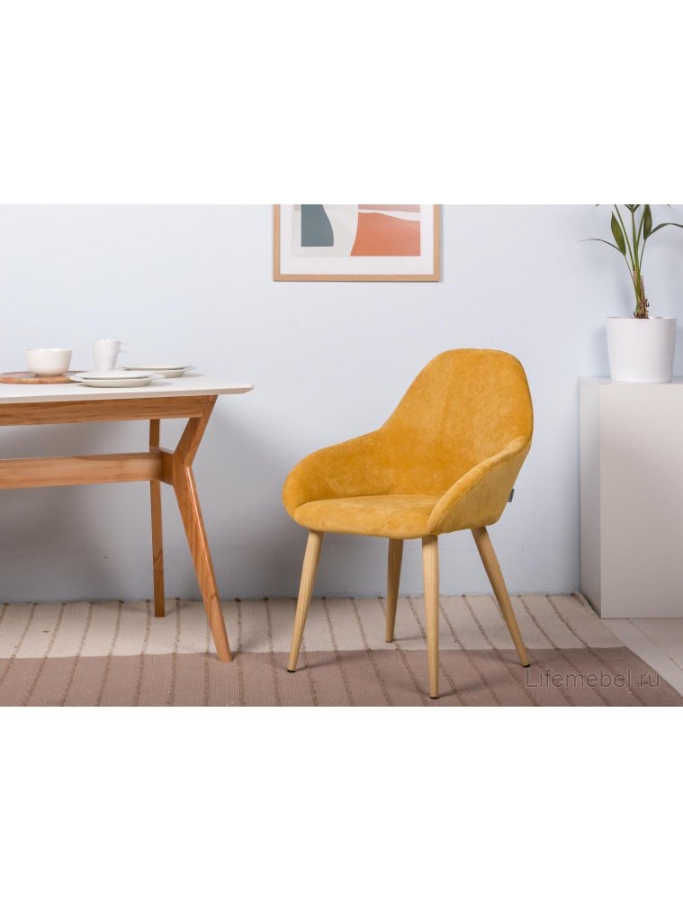 Кресло Kent желтое / натуральный дуб