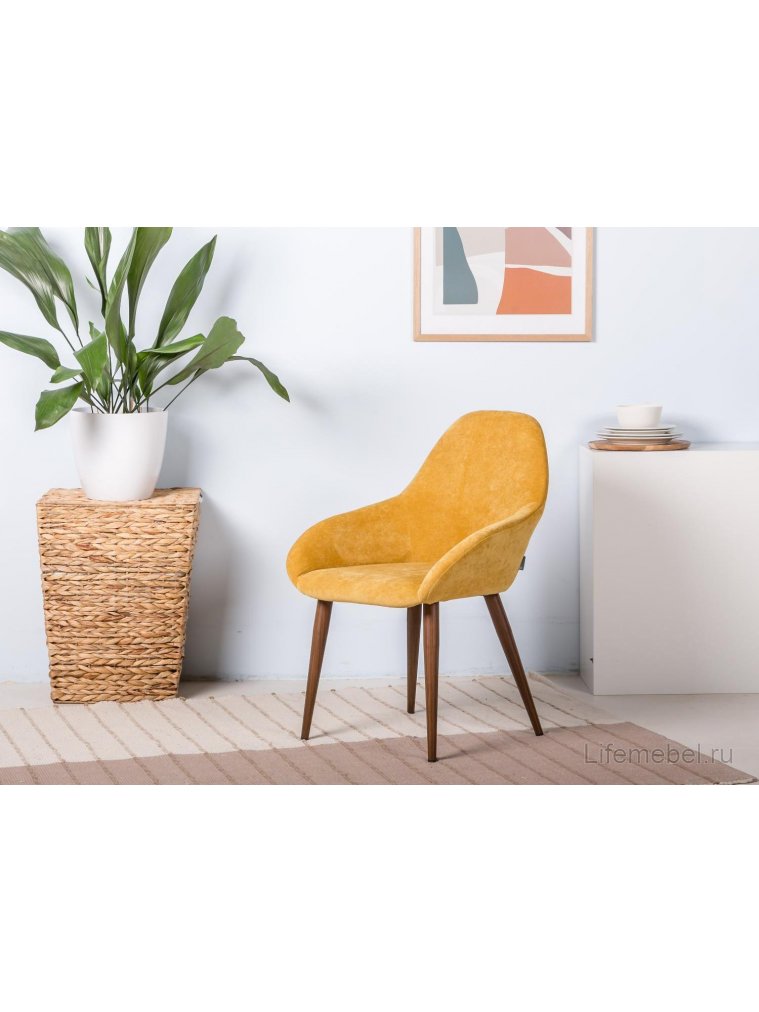 Кресло Kent желтое / темный орех