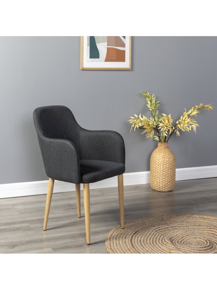 Кресло Ledger темно-серое / натуральный дуб