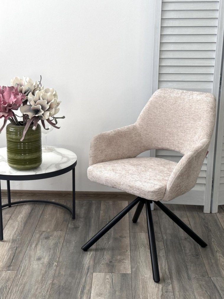 Кресло Nuri 180 поворотное 3018-10 бежевый шенилл / черный