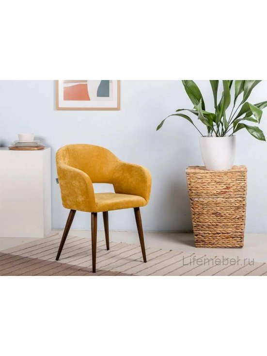 Кресло Oscar желтое / темный орех