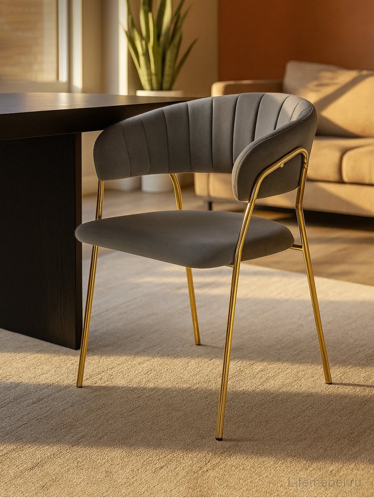 Стул на металлокаркасе Kamelia 1 dark gray / gold