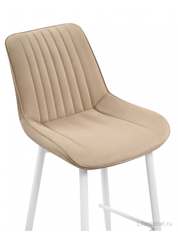 Полубарный стул Седа К бежевый велюр (velutto 18) / белый