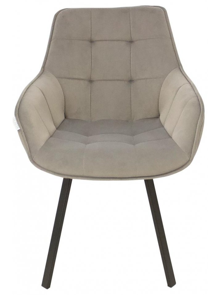 Кресло Декс поворотное серо-бежевая замша / черный квадратный каркас