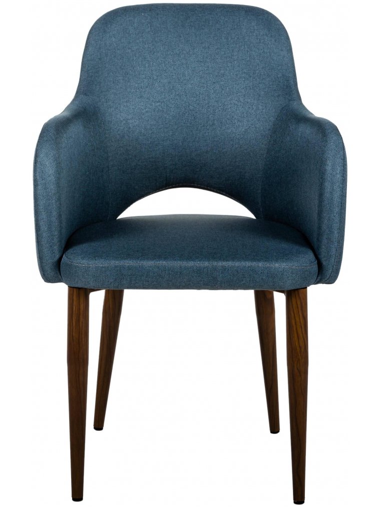 Кресло Ledger Эко синее / тёмный орех