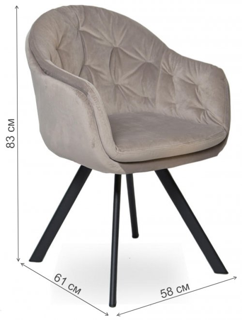 Кресло D4 бархат light smoky vic 6 / black