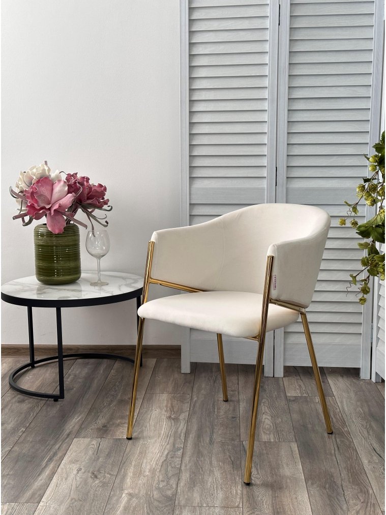 Кресло Dill велюр momo-01 молочный / золотой