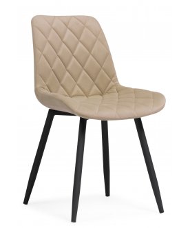 Стул на металлокаркасе Баодин бежевый велюр / черные ножки конус