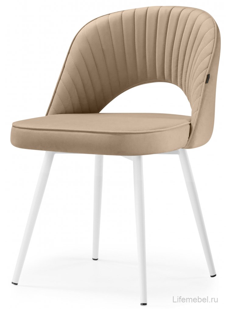 Стул на металлокаркасе Сандвикен бежевый (velutto 05) / белый