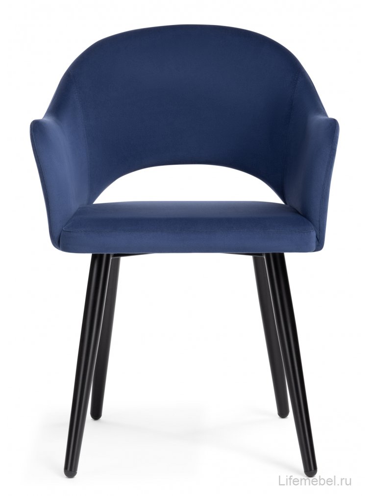 Стул на металлокаркасе Апри микровелюр темно-синий / черный глянец
