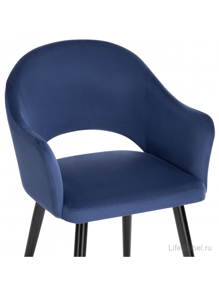 Стул на металлокаркасе Апри микровелюр темно-синий / черный глянец