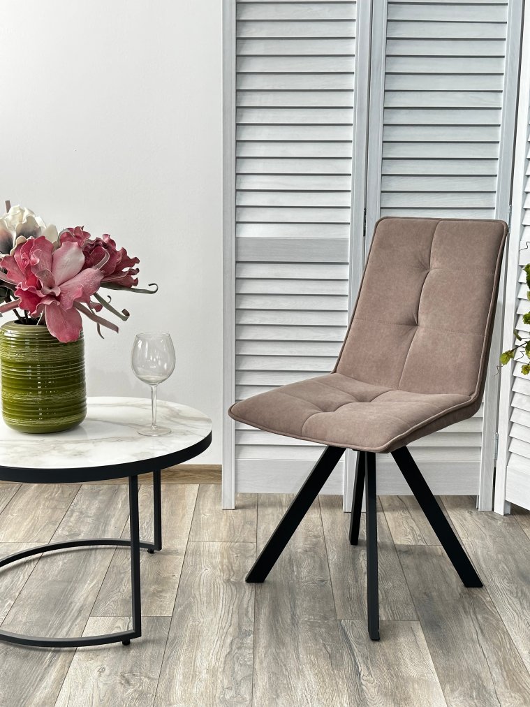 Стул на металлокаркасе Bronx велюр капучино B5 / черный