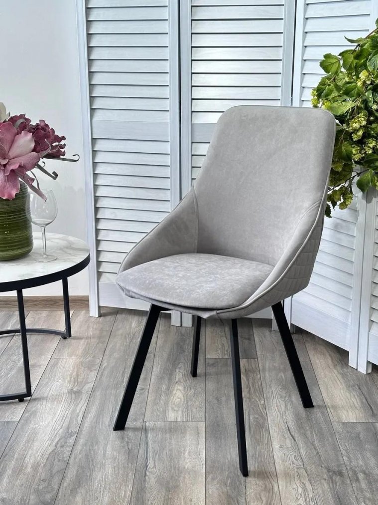 Стул на металлокаркасе Casa велюр серый B22 / черный