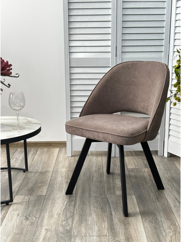 Стул на металлокаркасе Duna велюр капучино B5 / черный