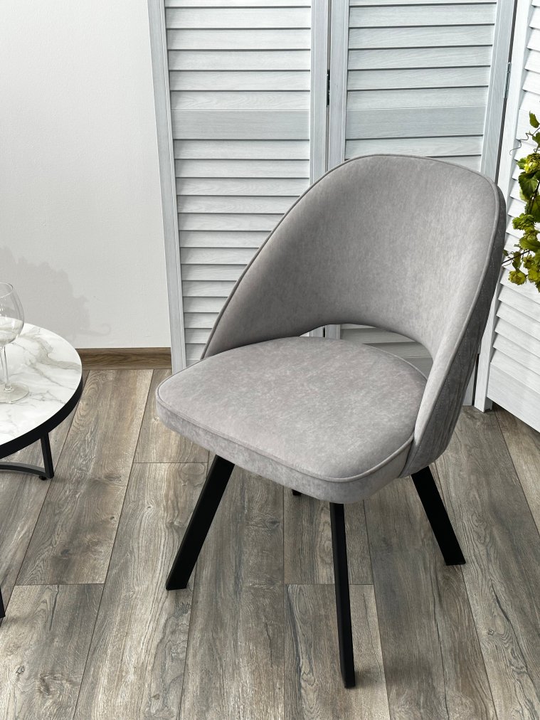 Стул на металлокаркасе Duna велюр серый B22 / черный