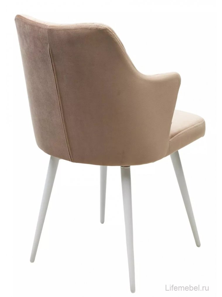 Стул на металлокаркасе Herman велюр бежевый #5 / белый