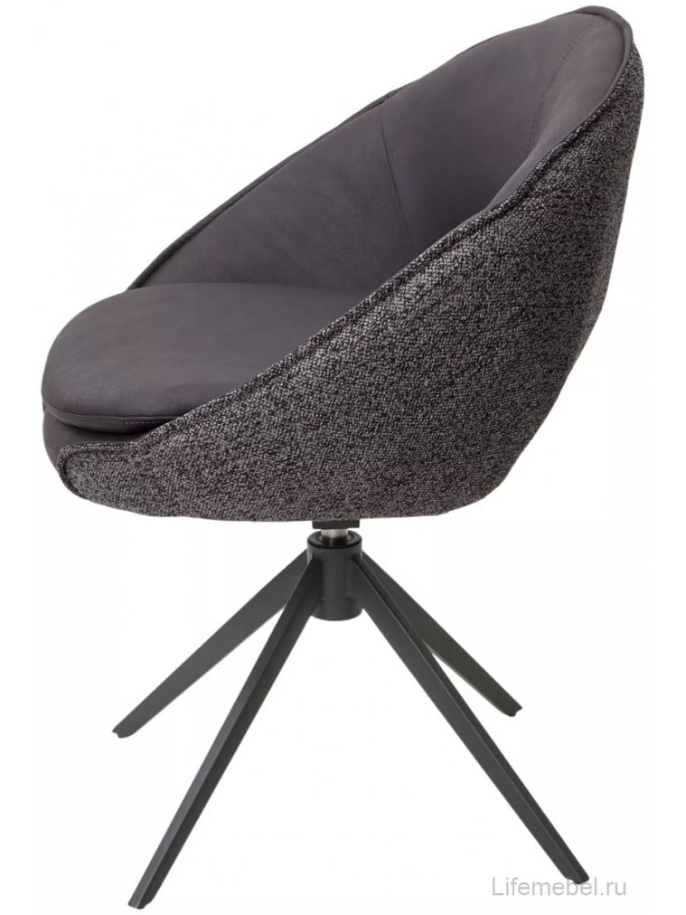 Стул на металлокаркасе Anabel 360 поворотный темно-серая экокожа / букле / черный
